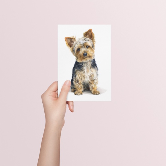 Watercolor Yorkshire Dog Portrait Art Print – Unframed Fine Art Poster - Picture 5 of 5